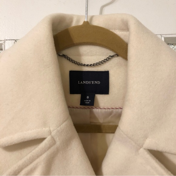 Lands’ End Wool Blend Cream Peacoat - Picture 4 of 7